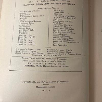 Set of 1898 Shakespeare Comedies And Tragedies