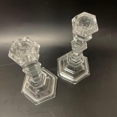 Pair of Tiffany & Co Crystal Candlesticks