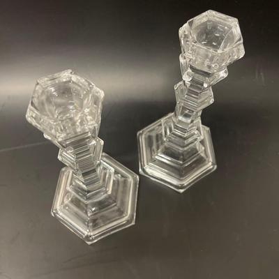 Pair of Tiffany & Co Crystal Candlesticks