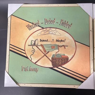 Pair of New Framed Laundry Room Art Prints