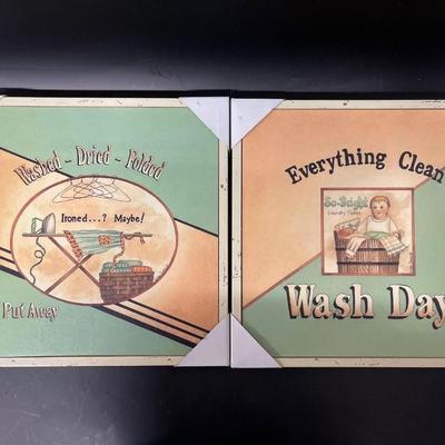 Pair of New Framed Laundry Room Art Prints