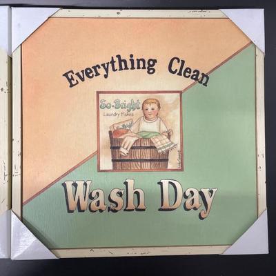 Pair of New Framed Laundry Room Art Prints