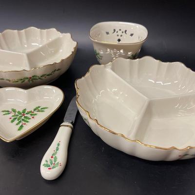 Lot of Lenox Christmas Serving Pieces