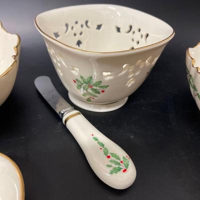 Lot of Lenox Christmas Serving Pieces