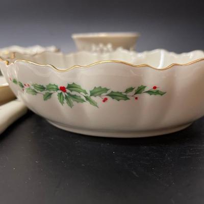 Lot of Lenox Christmas Serving Pieces