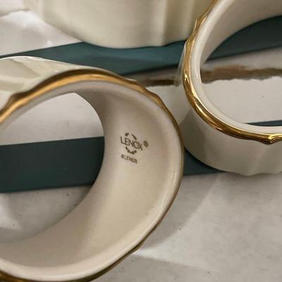 Lot of Lenox Georgian Vase & 10 Napkin Rings