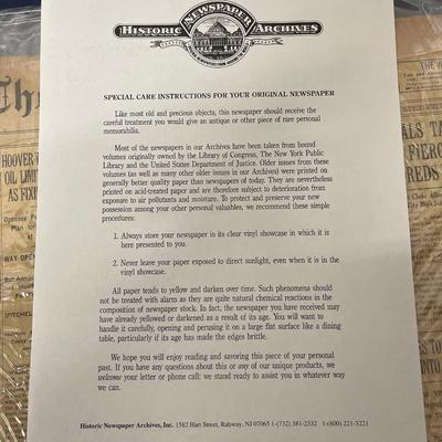 Historic New York Times Newspaper April 3, 1929, COA