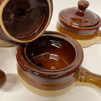 Set of 4 Vintage French Onion Soup Crocks With Lids
