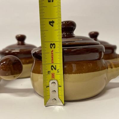 Set of 4 Vintage French Onion Soup Crocks With Lids