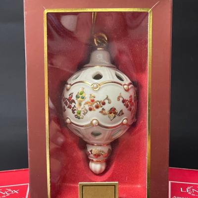 Lot of 3 Lenox Ornaments: 2017 Annual, 2014 Annual & Inner Glow Jeweled Ornament