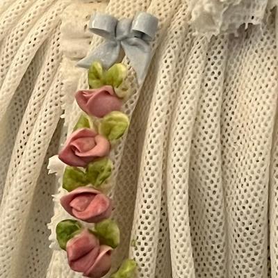 German Porcelain Lace Figurine & Cameo Trinket Dish