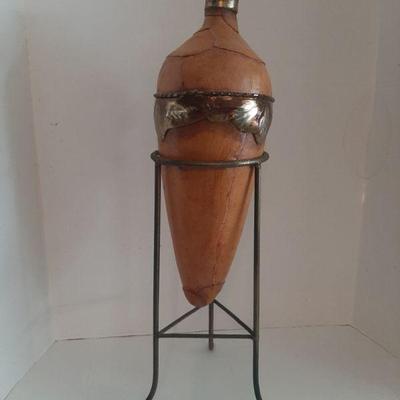 Leather bound vessel in stand  $25.00