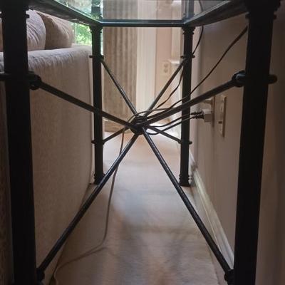 Glass Top with Metal Black Frame Console/Sofa Table