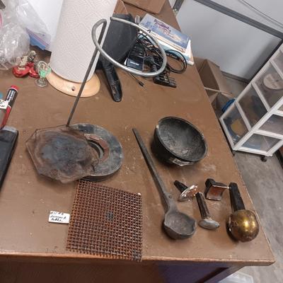 METAL WORKING TOOLS, CAST IRON BOWL AND LADLE AND MORE