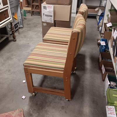 2 UPHOLSTERED CHAIRS ON CASTERS