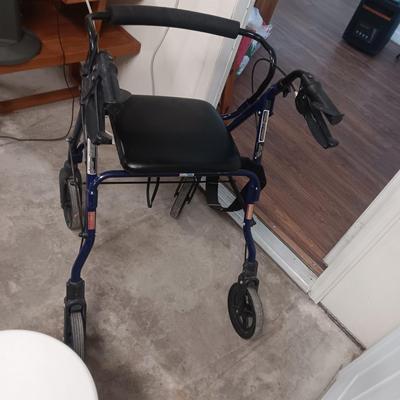 TALL 4 WHEEL WALKER W/HAND BRAKES AND A SHOWER SEAT