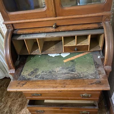 Antique Victorian Roll Top Cylinder Desk