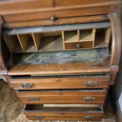 Antique Victorian Roll Top Cylinder Desk