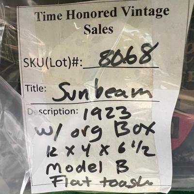 1923 Sunbeam flat toaster orignal box and brochures