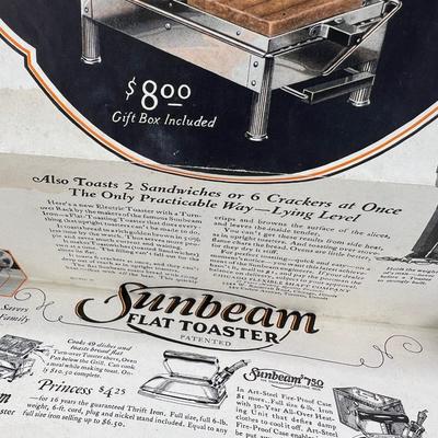 1923 Sunbeam flat toaster orignal box and brochures