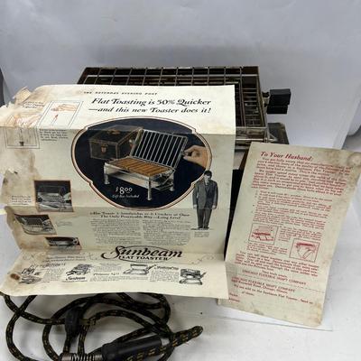 1923 Sunbeam flat toaster orignal box and brochures