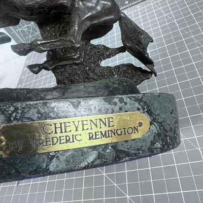 "Cheyenne" by Fredrick Remington Bronze Sculpture Marble Base