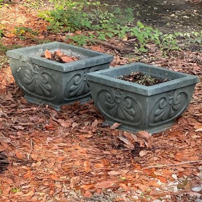 Square Cement Planters ~ Heavy ~ Pair (2)