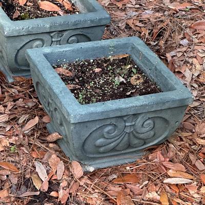 Square Cement Planters ~ Heavy ~ Pair (2)