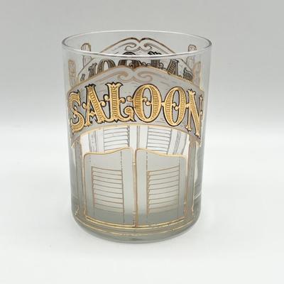 CULVER ~ Six (6) GOLD Embossed Low Ball Saloon Glasses