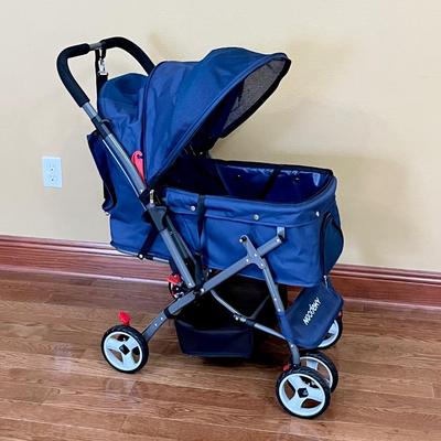 NOODOKY ~ Pet Stroller In Blue With Reversible Handle