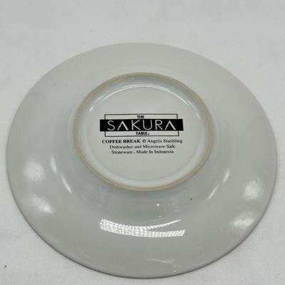 Three Sakura Coffee Cup Saucer-local pickup and shipping available