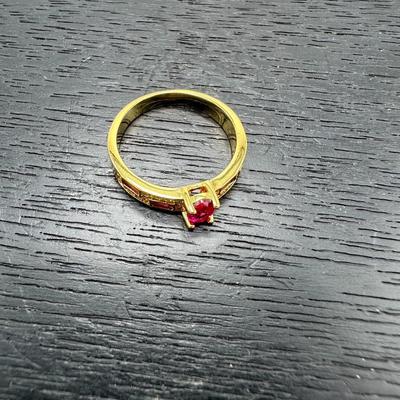 Inlaid Emerald Type Zircon Ring size 7