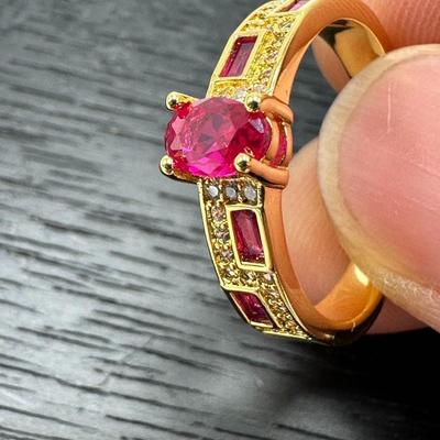 Inlaid Emerald Type Zircon Ring size 7