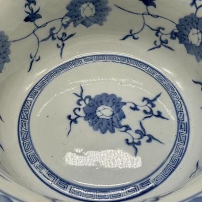 Large Chinese Vintage Porcelain Blue and White Basin with Four Characters Mark-local pickup and shipping available