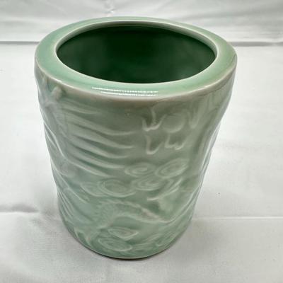 Chinese Vintage Green Celadon Dragon Brush Pot-local pickup and shipping available