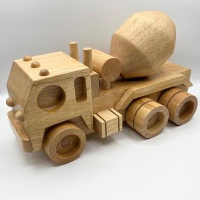 Solid Wood Rolling Toy Cement Mixer