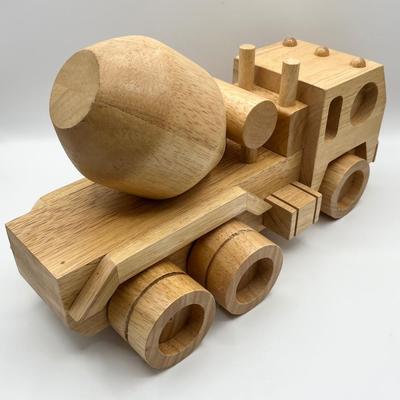 Solid Wood Rolling Toy Cement Mixer