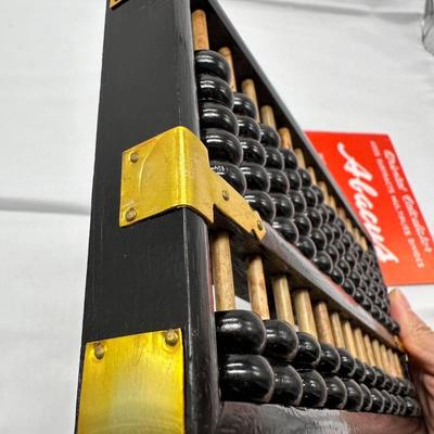 vintage Lotus Flower Brand Abacus Chinese calculator with instruction book