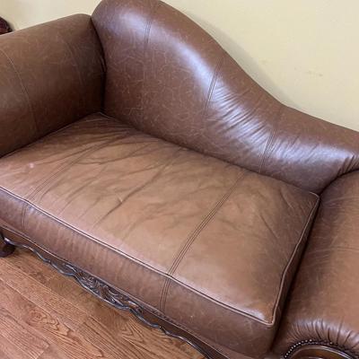 Nailhead Trim Clawfoot Leather Chaise