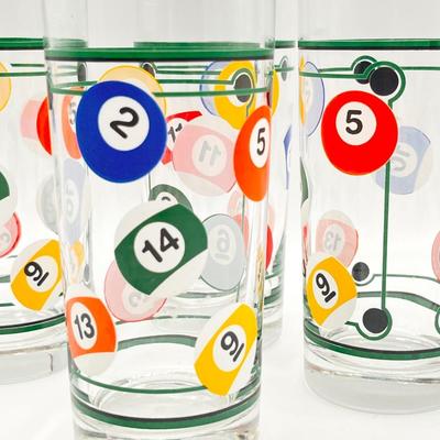 Vtg. Libbey Highball Billard Drinking Glasses ~ Set Of Four (4)