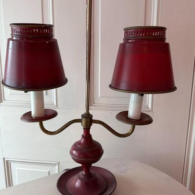 Writing Desk, Chair and MCM Toleware Red Lamp 