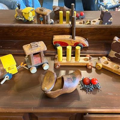 Wood Toys- Train, Car, and Jacks Set