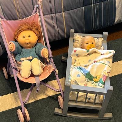 Baby Dolls w/ Stroller and Crib Lot