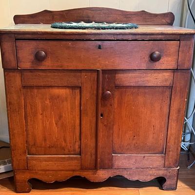 Antique Small Wood Kitchen Sideboard