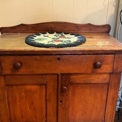 Antique Small Wood Kitchen Sideboard