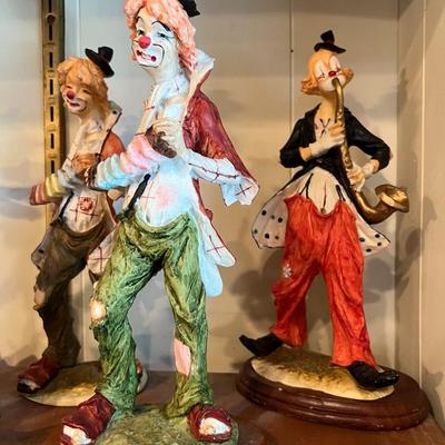 Vintage Pucci Polyester Resin Clown Figures (set of 5) 11.5”-12.5” Tall