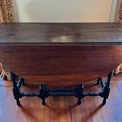 Antique Wood Breakfast/Tea Time Table- both sides extend