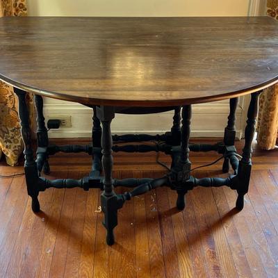 Antique Wood Breakfast/Tea Time Table- both sides extend