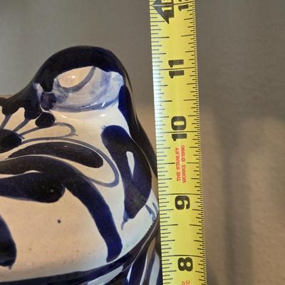 Blue & White Mexican Ceramic Frog Planter