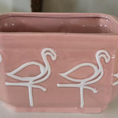Pink & White Flamingo Ceramic Bowl